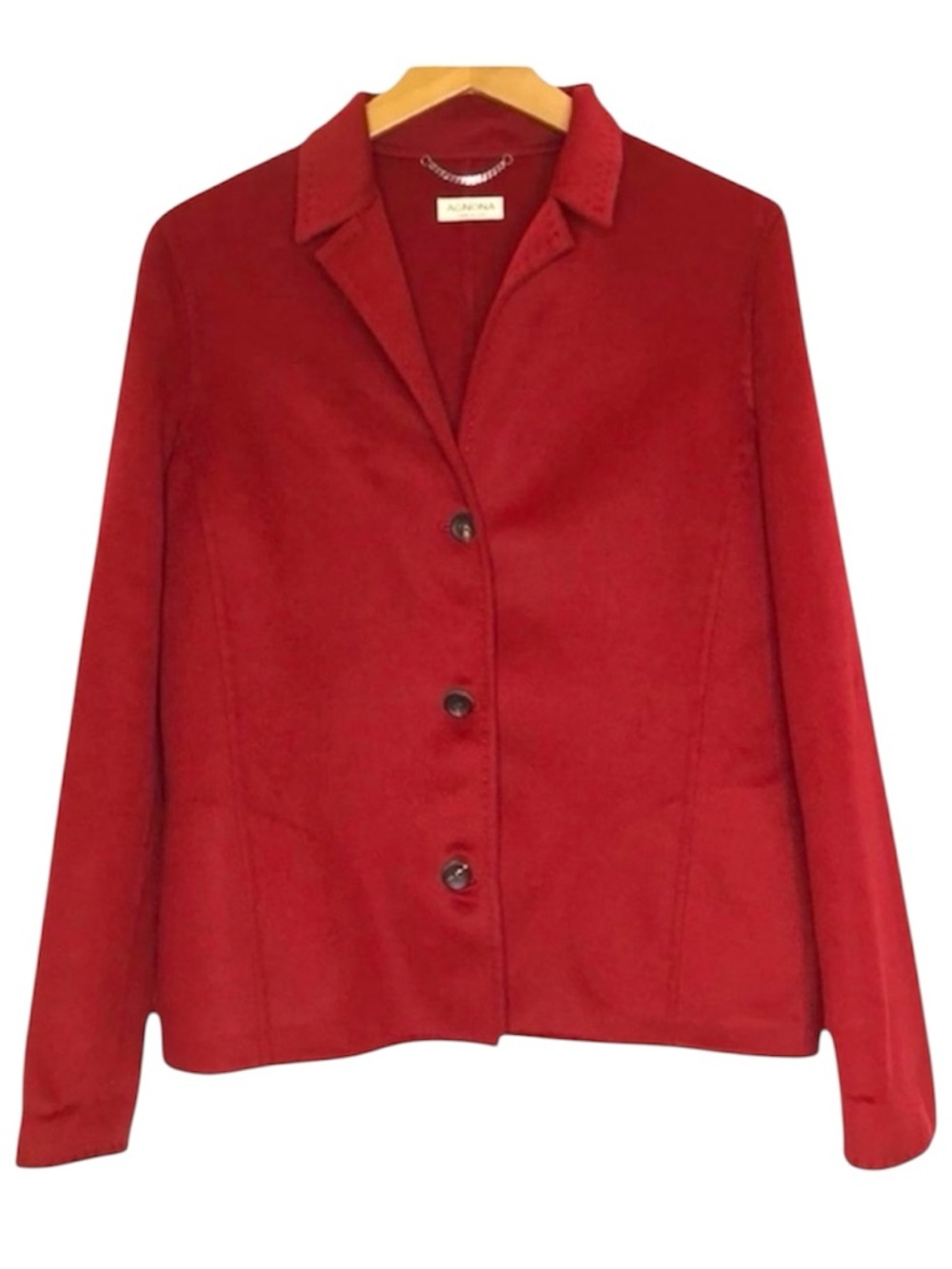 Agnona Red Italian Wool Blend Blazer Tailored Career Jacket EU 44